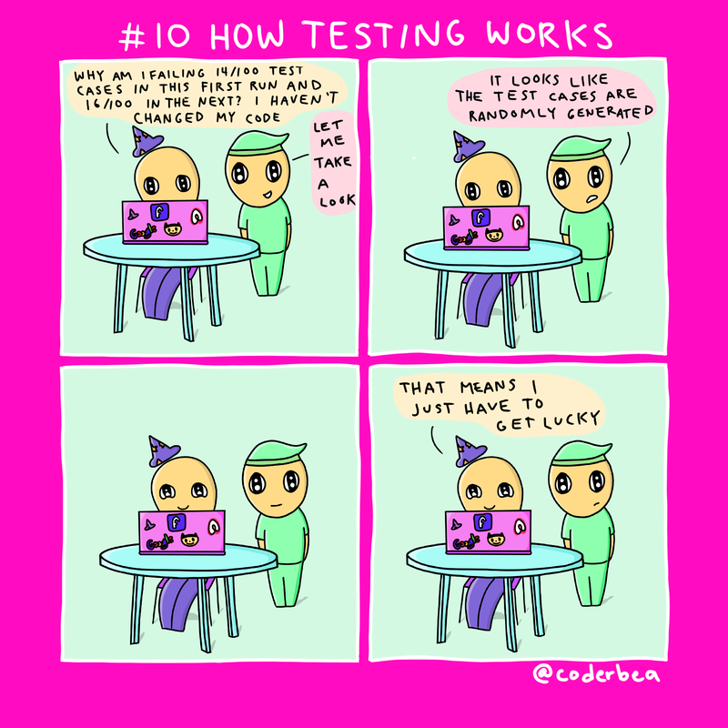 running tests programming coding comic funny